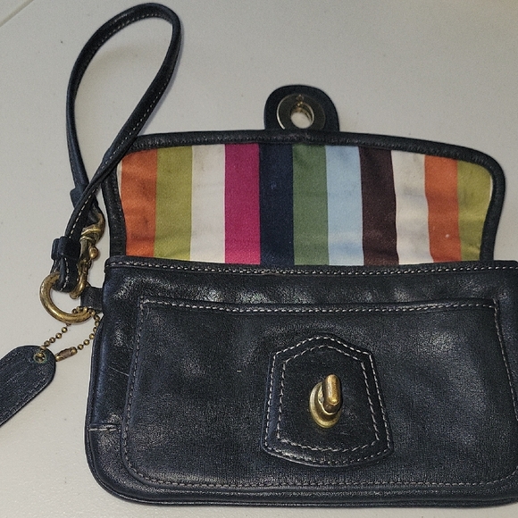 Black Leather Wristlet with Gold Accents - Picture 2 of 5